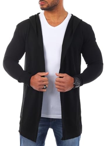 Carisma Herren Feinstrick Cardigan leichte Weste Strickjacke mit Kapuze Lange Passform Oversize Long fit 7717