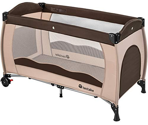 TecTake® Lit Parapluie Pliable Lit Bébé Voyage léger sur roulettes avec Sac de Transport, Mobilier Enfant idéal pour Maison ou Voyage Equipement Bebe Parc Bebe