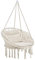 casa.pro Hängesessel mit Kissen Hängesitz Innen und Außen Hängestuhl Hängeschaukel Indoor Outdoor Hängekorb bis 150 kg Creme