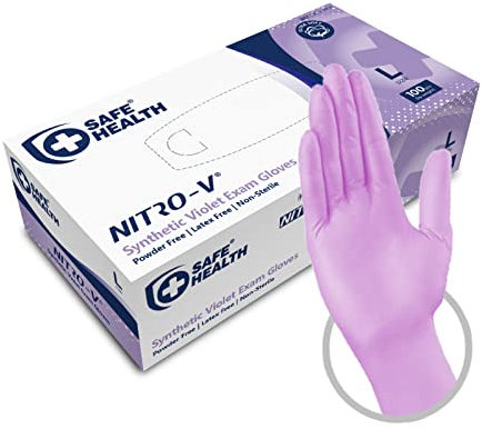 Safe Health Nitro-V nitrilhandschuhe Vinyl Einweghandschuhe L Lila, 1000 stück, Pulverfrei Latexfrei, Lebensmittel, Nagelstudio Klinik Medizinische Versorgung Heimwerker kochhandschuhe in S, M, L, XL