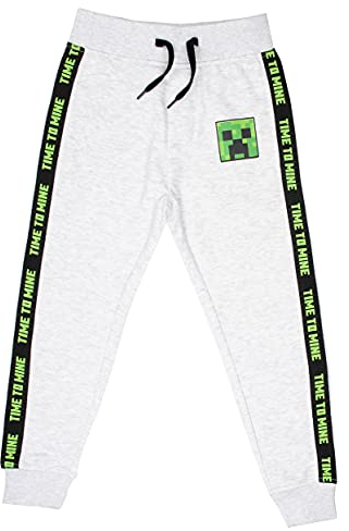 Minecraft - Jungen-Trainingsanzug Bottoms - 100% Baumwolle - Trainingshose Trainingsanzug - Grau Jogger - Jogginghose Kinder Fanartikel - Alter 11-12 Jahre