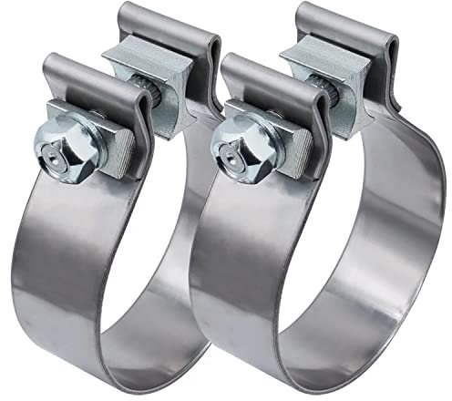 ROADFORMER 2.75 inch Exhaust Clamp 2 3/4' Narrow Band Muffler Clamp Stainless Steel for Exhaust Pipe and System Repair (2 Pack)
