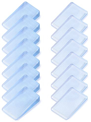 QWORK® 16 x Möbelkeile, 2~5mm Höhe and 2~10mm Höhe Plastik Keil zum Ausgleichen von Schrank und Kommode (Transparent)