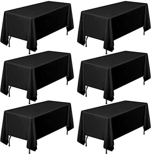 6er-Pack Schwarze Polyester-Tischdecken 153×260cm für 6 Fuß rechteckige Tische Polyester-Tischdecke, Flecken- und knitterfest, waschbare Tischdecke für Hochzeitsempfang, Bankettparty