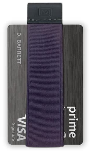 Modern Carry Quick Draw Minimalist Wallet for Men & Women, Elastic Band Minimal Credit Card Holder with Leather Tab, Card Grabber for Long Nails, Money Clip Alternative (Black), Purple, One Size,