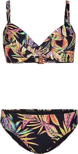 Oneill W Julia Wb Rita Bikini Set Bunt - Komfortabler bunter Damen Bikini, Größe 36D - Farbe Black Tropical Flower