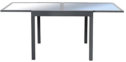 Home Deluxe Table de Jardin 'Verano' -Version: Table sans chaises- Extensible, Verre de sécurité, résistant aux intempéries, Facile à Nettoyer I Table de Salle à Manger extérieur, Mobilier de Jardin