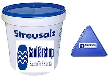 zbs24 Streusalz 10 kg Eimer - Auftausalz für den professionellen Winterdienst geeignet - inkl. 1 zbs24 Eiskratzer