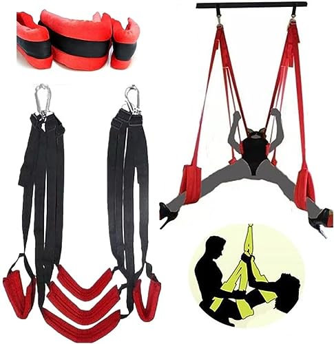 𝙎𝙚̣𝙭 𝘽σ𝙣𝙙α𝙜𝙚 Altalena Per Telaio Porta Amaca In Nylon Rosso Con 5 Cinghie, Regali Per Uomini E Donne, Esplora Nuove Posizioni Di danza