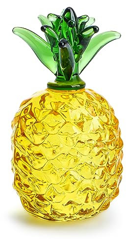 KRISININE Glas-Fruchtdekoration, Kristall-Ananas-Figur, Sammlerstücke, mundgeblasenes Glas, Obst-Ananas-Dekoration für Zuhause, Küche, Büro für Frauen