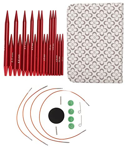 Tissting Rundstricknadel Set, 9 Paar Austauschbar Rundstricknadeln 3mm bis 6mm Aluminium Stricknadel Kit mit 4 Pcs 19cm to 40cm Kabel, Kurze Circular Knitting Needles für Anfänger Häkelgarn
