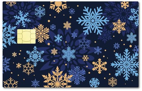 CREATCABIN Schneeflocken-Kreditkartenaufkleber,Haut,Debitkartenhülle,wasserdichte Vinyl-Bankkarten-Hautaufkleber,Schützender Blauer Aufkleber,Abnehmbar,Personalisierbar Für Kartendekoration,186x137mm