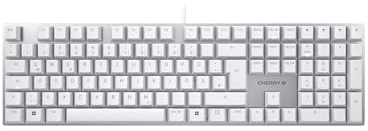 CHERRY KC 200 MX, Teclado Mecánico de Oficina con Placa de Metal Anodizado, Distribución de Teclado Alemán (QWERTZ), con Cable, Switches MX2A BROWN, Blanco/Plateado
