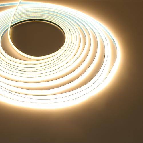 XUNATA Mini 3MM COB LED Streifen, 12V 384LEDs/m Superhell Hohe Dichte, Selbstklebend Flex LED Lichtband für Innen Aussenbereich Hausbeleuchtung Party DIY Deko (Warmweiß, 1M)