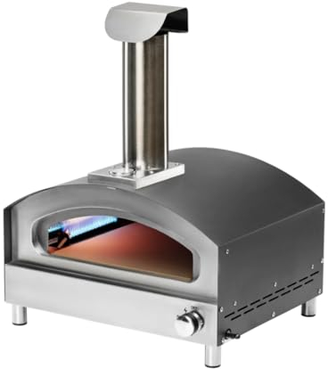 Forneza Forno16 Four à Pizza à gaz - Barbecue à gaz Portable pour terrasse, Balcon, Jardin, Jardin - Four à Pizza avec Pierre à Pizza 40,6x40,6 cm et Pelle à Pizza, Noir, Mat