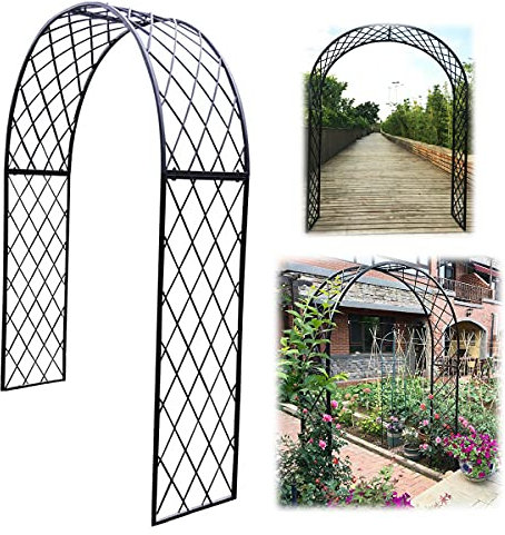 IBOWZ Rosenbogen Torbogen Rankhilfe Große Gartenlauben und Bögen aus Metall, Rosengartenbogen, Hochzeitstorbogen, für Kletterpflanzen, Unterstützung für Torbogen, Gartendekoration, Schwarz, 7 Größen