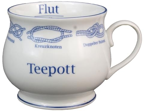 Porzellan Kugelbecher Knoten - Teepott - Ebbe Flut - 400ml Becher maritime Tasse Becher Seemannsknoten