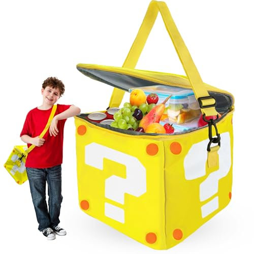 Mewcho Mario-Lunchbox, 22,9 cm, für Geburtstagspartys, Dekorationen, Münzen, Frageblock, Aufbewahrungstasche, Spiel, Merch, Geschenke für Kinder, Fans, Gamer, 00124