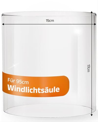 BENTSON Ersatz Glaszylinder für Windlichtsäule Design I Für 95cm