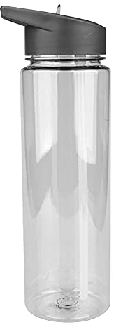 KMOCEPLY Sports Water Bottles Leakproof Adult Plastic Bottle BPA Free Water Bottle with Straw 800ml Clear Plastic Bottles with Filter Flip-Top Lid Drinks Bottle for Gym, Men Women Kids (Black)