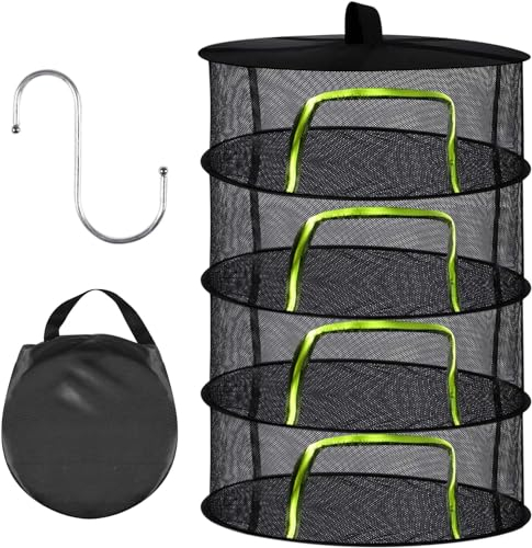 Forhome Red de secado de 4 capas para colgar, red de secado a base de hierbas, red de secado plegable, redes de secado, malla para colgar capas con bolsa de almacenamiento y ganchos