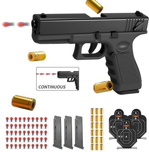 Pistolet Jouet,Pistolet Jouet avec Balles Souples,avec 3 Chargeurs et 50 Balles,Pistolet Jouet Enfant,Pistolet Balle en Mousse,pour Enfants de Plus de 7 Ans pour Jeux de Plein Air