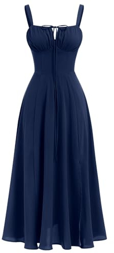 OBEEII Women's Floral Corset Midi Dress Sleeveless Spaghetti Straps Low Cut Summer Corset Sundress Floral Print Bustier Dress