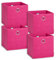 Storanda | 4er Set Aufbewahrungsbox 33x33x33 cm | Extra Große Griffe | Stabil & Faltbar | Regalbox für Würfelregal Kallax | Ideal für Zuhause & Kinderzimmer | Pink