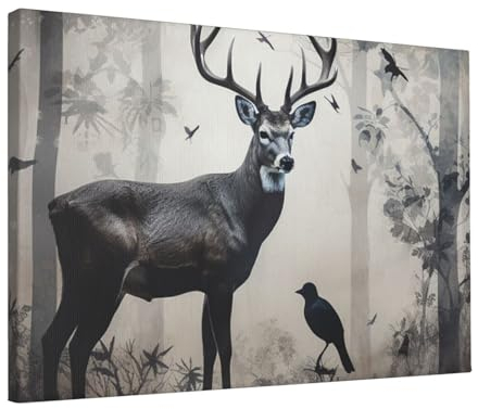 Wandkunst für Wohnzimmer, Leinwand, Kunstwerk, Gemälde, Jagd, Silhouette von Hirsch, Wanddekorationen, Poster, Vintage-Wandkunstdrucke, Dekoration für Schlafzimmer, Badezimmer, Zuhause, Büro,