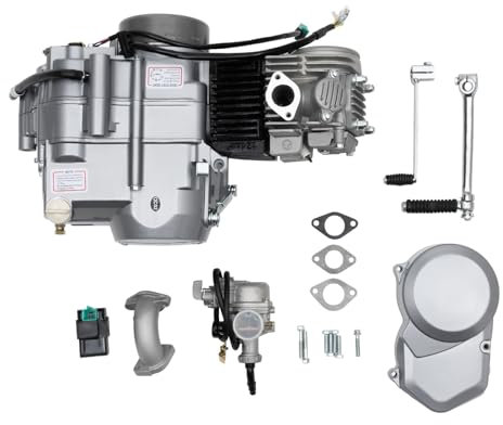 125ccm Motor, 4-Takt Motor 4-Gang CDI, Pocket Bike 125ccm 6,5 kW/7500 U/min±375 U/min, Dirtbike Pitbike Cross Kick Start Einzylinder Engine, Pit Bike Motoers mit Mehrscheiben-Nasskupplung