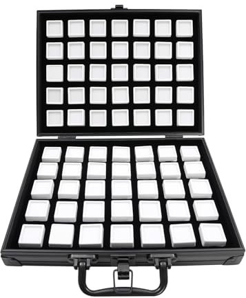 WINPANG 30x 24x 6.5cm Edelstein-Display-Box, Diamant-Vitrine mit 70 kleine Boxen und Wischtuch für Ringe Ohrringe Armbänder Halsketten Schmuck Veranstalter Geschenkbox