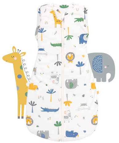 schlummersack Baby Pucksack 2.5 Tog 0-3 Monate – Atmungsaktiver Baumwoll Babyschlafsack für Neugeborene – Ergonomischer Swaddle für sicheren Schlaf – Dschungel
