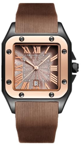 JOATVEE Montre Unisexe Classique Sport étanche Bracelet en Silicone Romain carré Vintage avec Calendrier Quartz Montres de Sport décontractées pour Hommes et Femmes