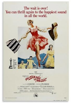 Mensise Filmposter The Sound Of Music, Musikposter für Zimmer, ästhetische Leinwand, Wandkunst, Schlafzimmerdekoration, 30 x 45 cm