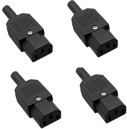 Powice 4 pcs Kaltgerätestecker AC 250V C13,Kaltgerätebuchse, Buchse Stromanschluss 10A 3 Polig IEC 320 Kaltgerätestecker für Computer Netzanschluss-Verlängerung,Kaltgeräteverlängerung,Weiblicher Kopf