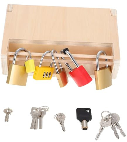 BRIGHTFUFU Montessori Lock Box for Boys and Girls Engaging Padlock Toy Keys for Learning Fine Motor Skills and Attention Span Family Activity and Interactive Game