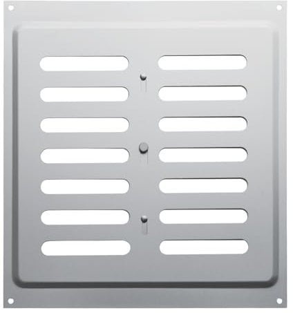 SOTECH Griglia di ventilazione chiudibile in acciaio inox SS304 (260 x 240 mm) Griglia di ventilazione con fori ovali da avvitare con chiusura scorrevole