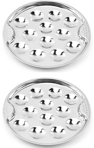 BAOPUSHIDAJILI Lot de 2 assiettes Escargot en acier inoxydable avec 12 trous de compartiment, 19,1 cm, plats de cuisson pour la maison, la cuisine, le restaurant, l'hôtel, le barbecue