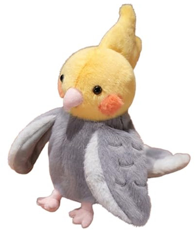 AQCQDQ Plüschtier Papagei Stofftier,20cm Niedliche Plüsch Papagei Stofftier Kuscheltier Plüschtier,Bauchrednerpuppe,Realistisch Kuscheltier,Plüsch Spielzeug für Kinder Mädchen Jungen (Grau)