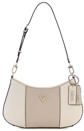 GUESS Damen Noelle Ii Top Zip Umhängetasche, Off White/Taupe
