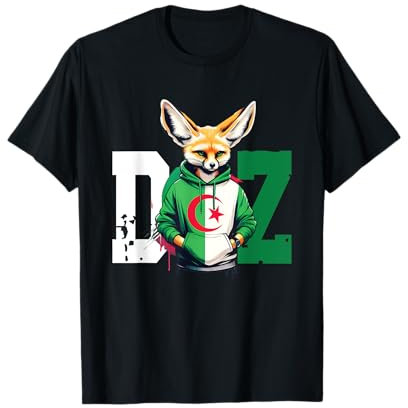 Maillot Fennec Drapeau Algérie Cadeau Foot Algérienne Dz T-Shirt