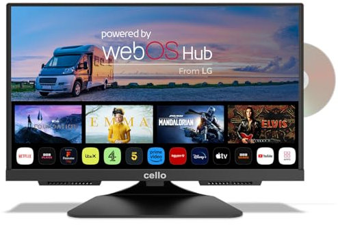 Cello C1924WSF Trav 19 Zoll SMART/DVD Camping Reise TV integrierter DVD Player Rahmenlos Triple Tuner Bluetooth WebOS by LG Pitch Perfect Lautsprecher Wohnmobil LKW [2024]