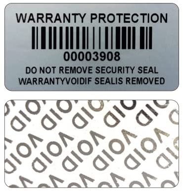 Barcode Garantie Leer Aufkleber Dumm Silber PET Sicherheitsetiketten mit Seriennummer wasserdicht Manipulationsdichte Dichtung Etikett (4x2cm,150pcs)