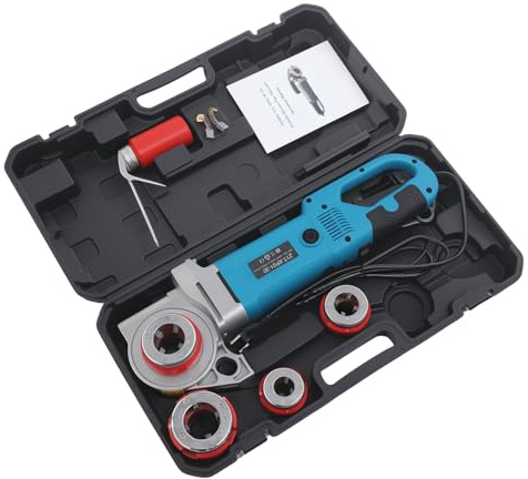 Begoniape Set di filettatrici elettriche portatili, con valigetta e 6 matrici, 1-1/4, 1, 3/4, 1/2, 2000 W, 230 V, per tubi da 0,82-1,65, blu (spina europea)