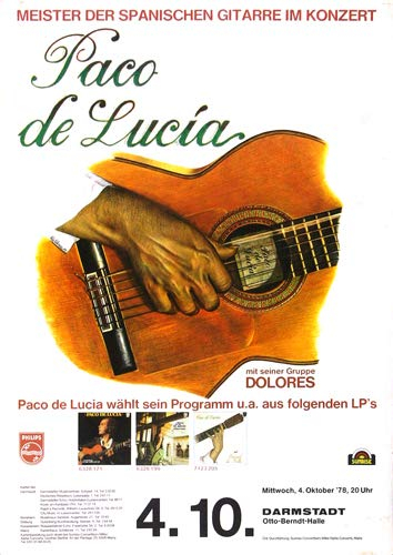 Paco de Lucía - Manuel De Falla, Darmstadt 1978 » Konzertplakat/Premium Poster | Live Konzert Veranstaltung | DIN A1 «