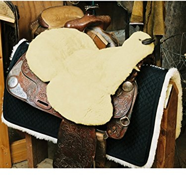 Engel Reitsport | Lammfell Sattelsitzbezug Sattelauflage SABEZ3-SCH für Western Reitsattel mit Hornausschnitt Horndurchlass schwarz