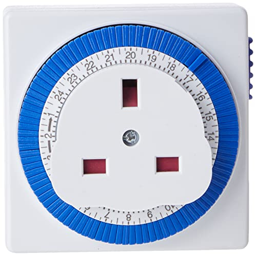 STATUS Timer Switch Square | 24 Hour Segment Timer Light Switch | White UK Plug | S24HRSQT4
