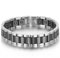 JewelryWe Schmuck Herren Magnet Armband, Edelstahl Keramik, Fashion I Rechteck Link Magnetarmband Armreif, Silber Schwarz