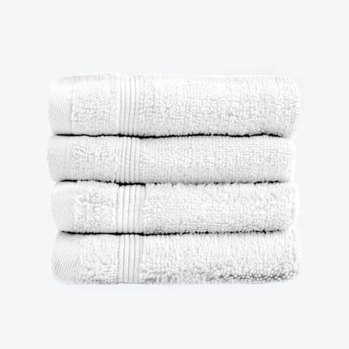 Allure Zero Twist Face Cloths Pack of 4 30 x 30cm, 100% Egyptian Cotton Flannels (White)