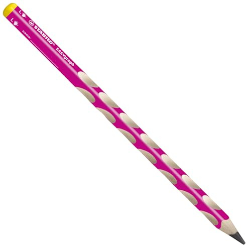 STABILO - Ergonomischer Dreikant-Bleistift für Linkshänder - EASYgraph in pink - Einzelstift - Härtegrad B